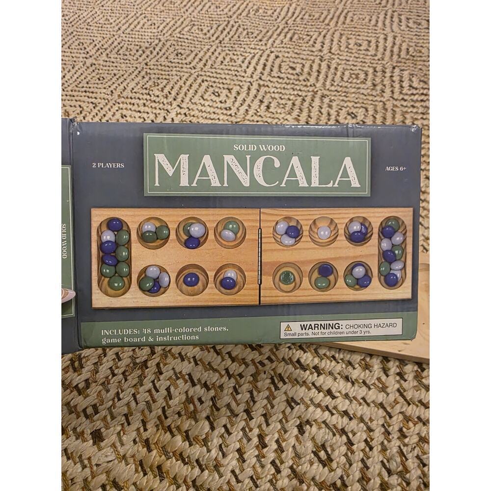 Solid Wood Mancala Board Game 2005 Target 30 Stones - Picture 12 of 16